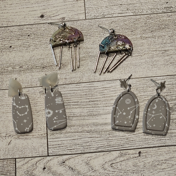 Witch Goth Dangle Earrings Halloween Handmade - Picture 7 of 11